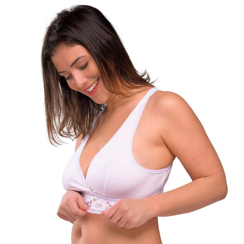Carriwell New Mum Organic crossover Nursing bra - Lace - white  - Image 3