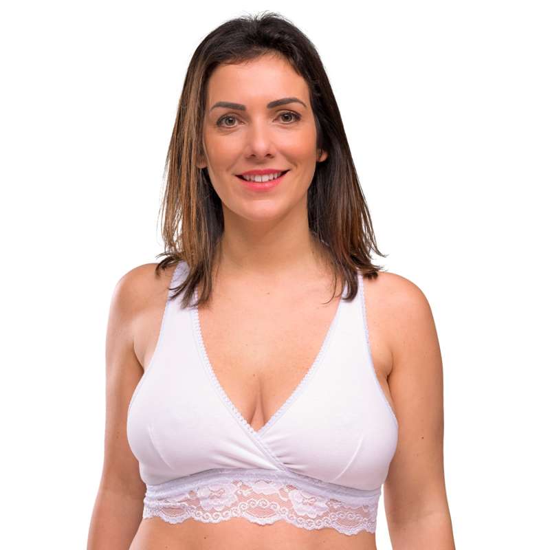Carriwell New Mum Organic crossover Nursing bra - Lace - white  - Image 4